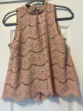 Love Fire Blush Pink Lace Shell